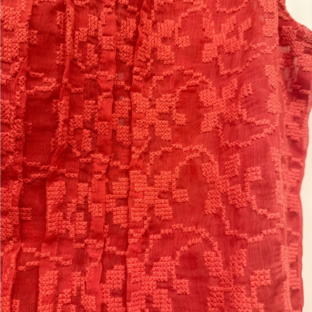 Chelsea28 Vibrant Coral Embroidery Blouse - Picture 4 of 6